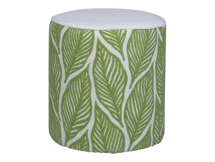 INNA-Glas Sitzhocker Deko Hocker Sitz GRY, Blattmuster, grün, 45cm, Ø40cm
