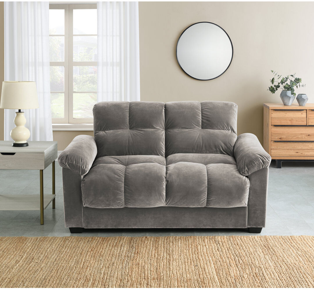 Latitude Run Laymantown Sofa Bed Mink Grey Velvet 2