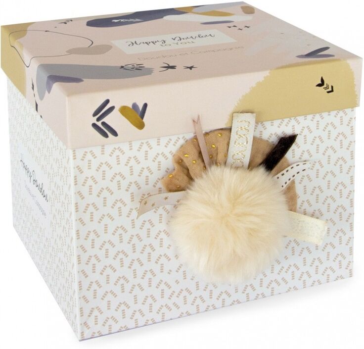 Pantin Pompon Naturel Happy Wild 20cm - Doudou et Compagnie