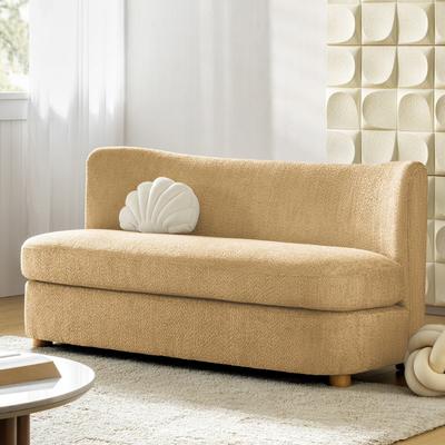 "HULALA HOME Theodore 63""W Modern Linen Upholstered Loveseat with Curved Back and Thick Seat Cushions"