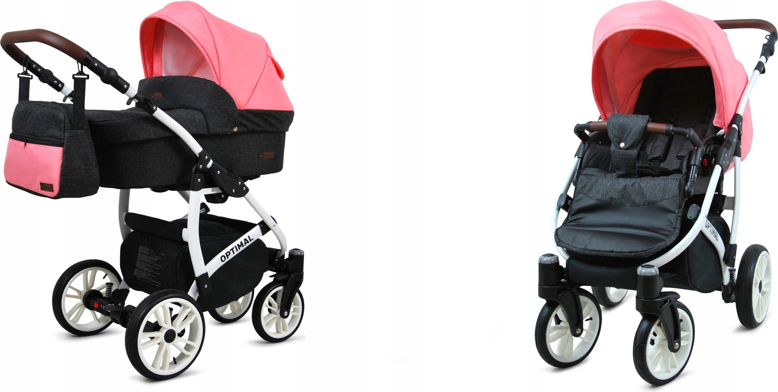 BabyLux Optimal | 2in1 Kinderwagen Set | Black Coral | Kombikinderwagen | Kinderwagenset | Bugg