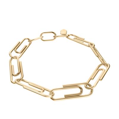 Armband FOSSIL "Jewelry Heftklammer", gelbgoldfarben, Armbänder, Damen, 19,5cm, Edelstahl, Armband