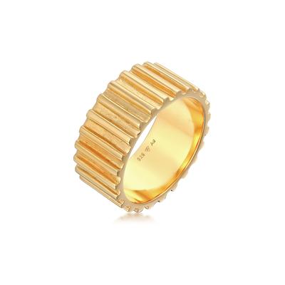 Silberring ELLI PREMIUM "Ring Bandring Relief Rillen Trend Breit 925 Silber" Gr. 58, gold, Fingerringe, Damen, 58, Silber 925 (Sterlingsilber), Silberring