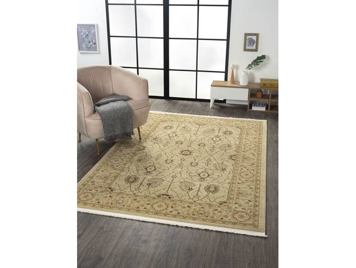 Teppich Maryam 2 , beige (cream, beige), B:160cm H:7,5mm L:230cm, Polypropylen (PP), MYFLAIR MÖBEL & ACCESSOIRES, Teppiche, Teppich, Kurzflor, Orient Optik, edler Glanz, mit Fransen, besonders weich