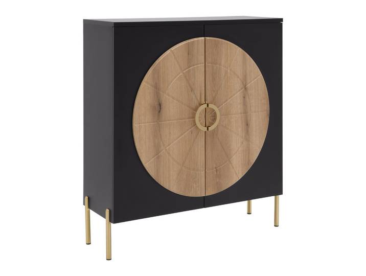 Highboard Hong Kong Schwarz/Eichefarben