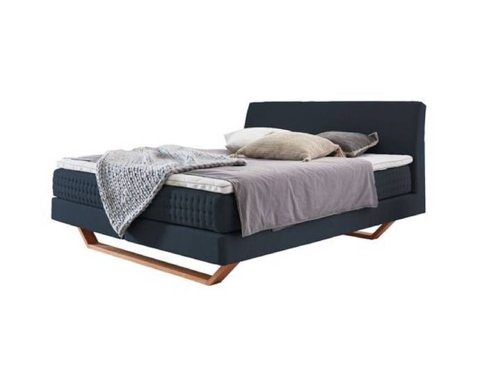 Boxspringbett Clarice Webstoff 140x200cm Taschenfederkern-Box Härtegrad: H2 Blau retro/vintage