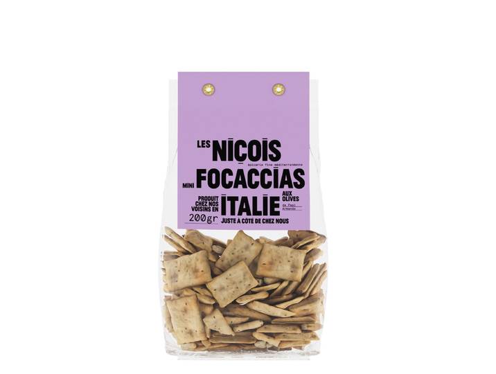LES NICOIS Mini Focaccia aux Olives, 200 g