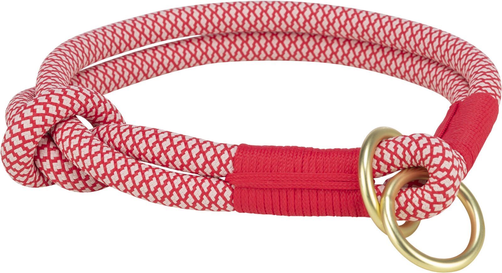 TRIXIE Soft Rope Zug-Stopp-Halsband, 30 cm / Ø 6 mm, rot/creme