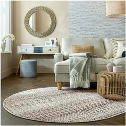 Teppich gestreift Naturfarben Ø160 cm - PERRAN   Kadima Design