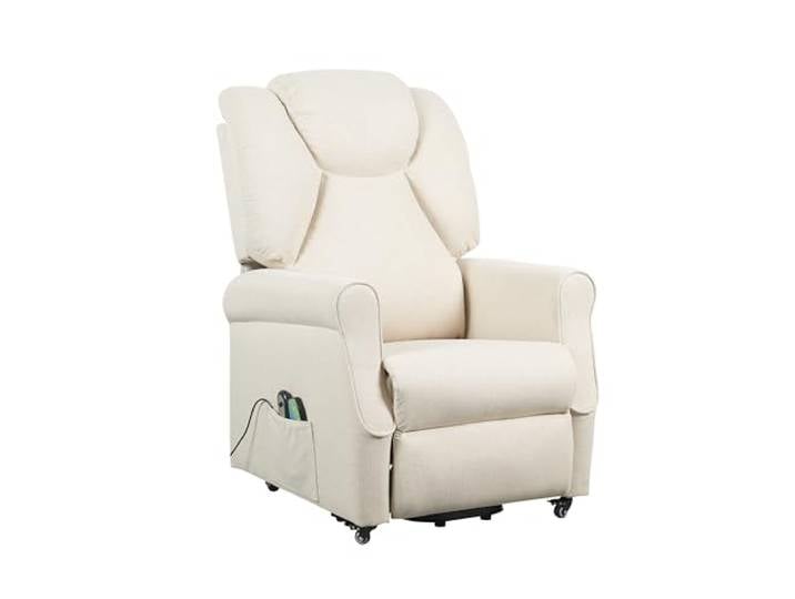 POLTRONE ITALIA Elektrischer Sessel mit medizinischem Gerätelift Vibrationsmassage4 Rädern Mikrofedersitz weicher Liegesessel Beige