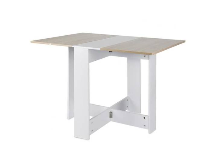 Table de Cuisine / Bureau Design Nordique - HOMEWELL - YIPEEMA - Blanc et Chêne - Rectangulaire - 4 personnes