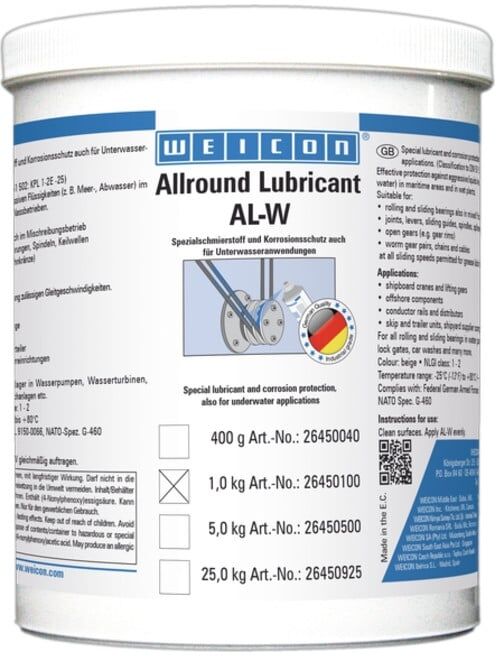 WEICON AL-W Hochleistungsfett, Spezialschmierstoff auch für Unterwasser, 1 kg, beige (26450100)