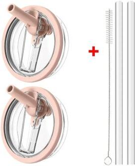 Uplifted Finds Flip Straw Leak Proof Lid Replacement For Tumbler Cups pink 2 Pcs + Straw