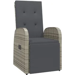vidaXL Garten-Liegestuhl mit Auflage Poly Rattan Grau