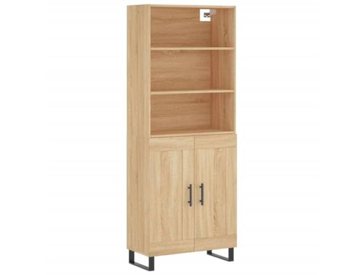 KGFHERENB Highboard Sonoma-Eiche 69,5x34x180 cm Holzwerkstoff Schrank Eleganter Wohnzimmerschrank mit stabilen Metallfüßen und praktischen Türen für ordentliche Aufbewahrung im Zuhause.