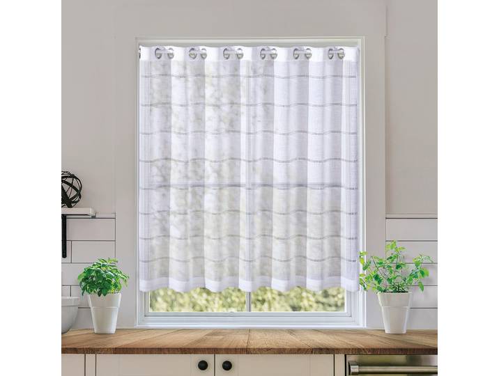 Scheibengardine GERSTER Olga Gr. 1, weiss (weiß), B:140cm H:90cm, Polyester, Gardinen, Scheibengardine, Scheibengardine Olga mit Lochmusterung, 90 x 140 cm (Höhe x Breite)