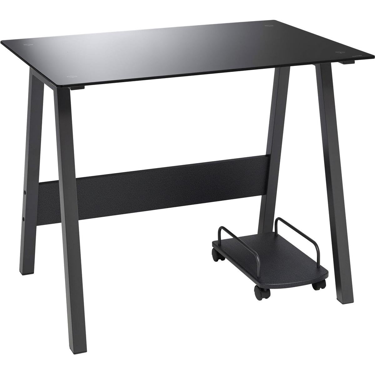 Piranha BARBEL Bureau - Zwart Glas - Compact - B/D/H: 100 x 75 x 70 cm