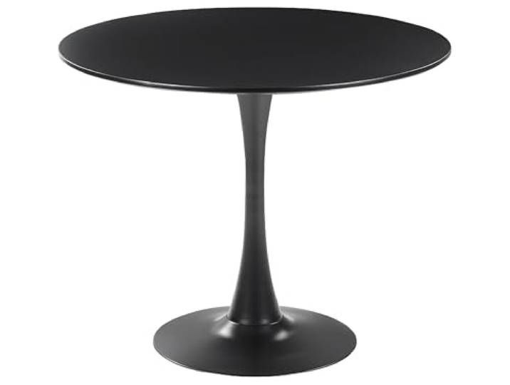 Beliani Esstisch schwarz 90 cm rund MDF-Platte Metall Boca