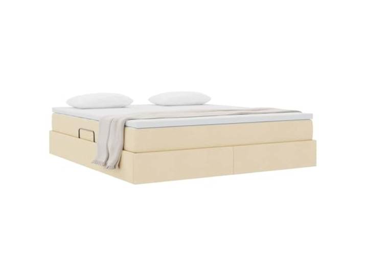 KTHLBRH Bett mit Stauraum und Matratze, Creme, 180 x 200 cm Taschenfedern, Metallrahmen, hydraulisches Heben, enthält 1 Bett, 1 Matratze, 1 Topper