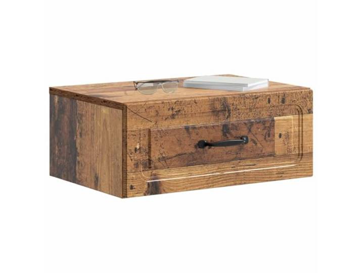 KTHLBRH Wand-Nachtschrank, 2 Stück, antikes Holz, 49 x 34,5 x 20 cm Modernes Design, klare Linien, großes Regal für Schlafzimmer und Gäste