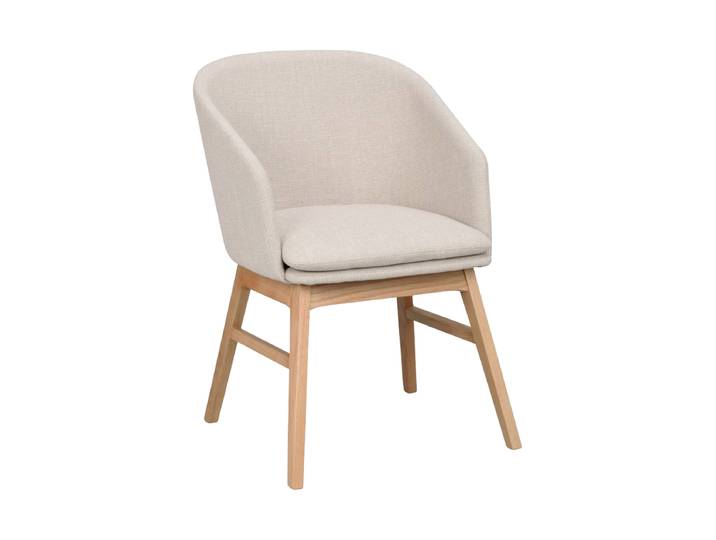 Massivholz Design Armlehnstuhl „Windham“ Beige / Eiche Natural Rowico