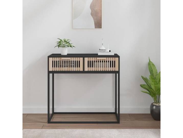 Table console - ZERODIS - Noir - 80x30x75 cm - Bois d'ingénierie - Fer