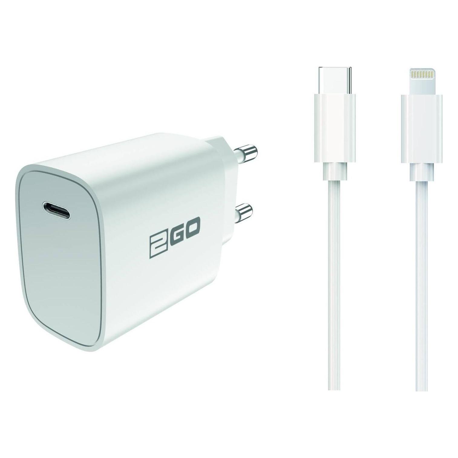 2GO Netz-Ladeset Power Delivery weiss Lightning 1x USB Type C (20 W, 1 Port) (797277)