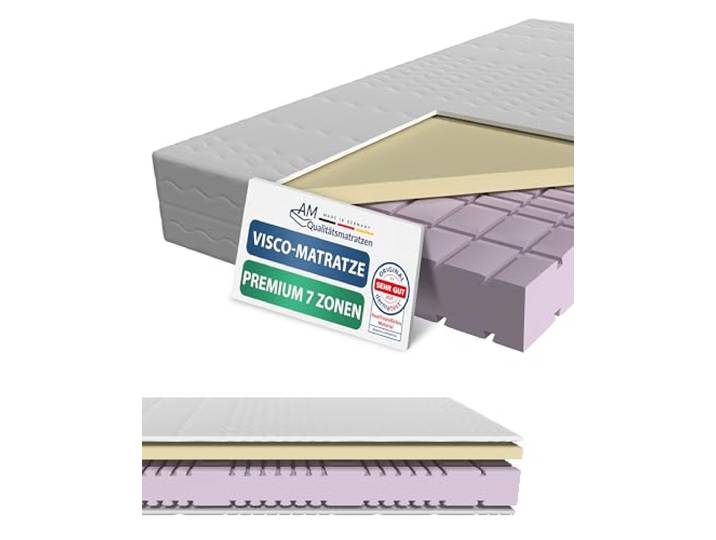 AM Qualitätsmatratzen Premium 7 Zonen Viscoschaum Matratze 120x200 H3 - Made in Germany - Oeko TEX Memory Foam Matratze 120x200-23 cm Hoch - Kaltschaummatratze 120x200 H3 mit 4cm Viscoauflage