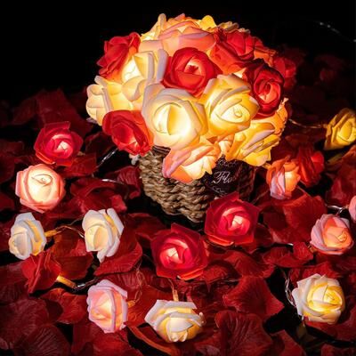 Trendy Discount Goods LED Rose String Lights Battery Operated Flower Garland Fairy Lights For Wedding Valentine Party And Christmas Decor pink White Red