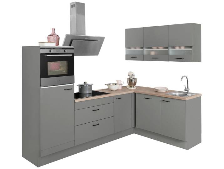 OPTIFIT Winkelküche Elga, Soft-Close-Funktion, höhenverstellbaren Füßen, Stellbreite 265 x 175cm