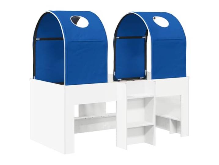 SKTQYQO Bett mit 3 Teilen Weiß und Blau Holztechnik Modernes Design, hohe Struktur, Lagerung unter dem Bett, Verwendung im Innenbereich, einfache Montage
