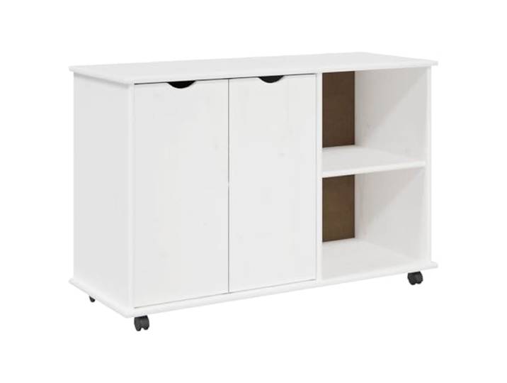Rollschrank Weiß Massivholz Kiefer 100 x 39 x 65,5 cm mit Schubladen Massivholz Kiefer, matte Oberfläche, Rollen für Mobilität, Schubladen und Regale, vielseitig einsetzbar