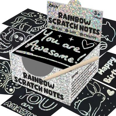 Inspired Finds Dazzling Scratch Painting Interactive Art Kit With Note Cards Parent Child Creative Toy silver