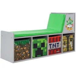 roba Minecraft Sitzbank und Leseregal - 119x30x60cm - grau -