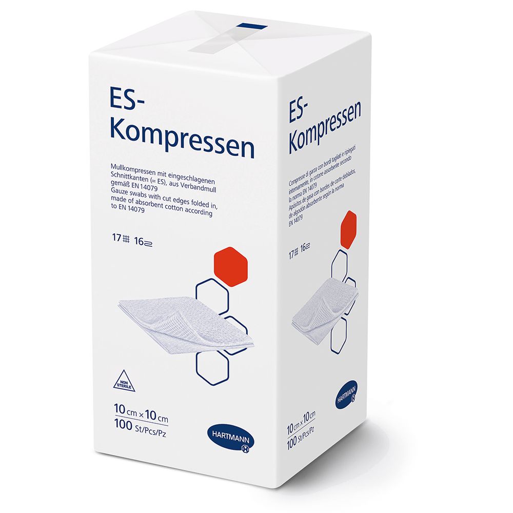 Es-Kompressen unsteril 10x10 cm 16fach 100 St Kompressen