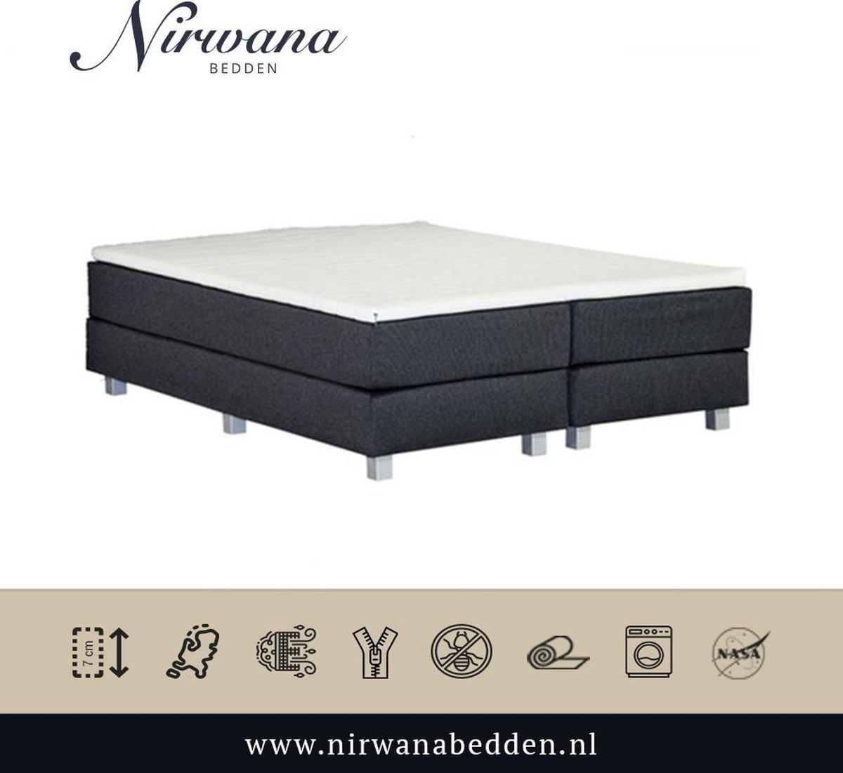 Nirwana Bedden Topper van NASA Traagschuim - Ergonomisch Topdekmatras - 150 x 200 cm