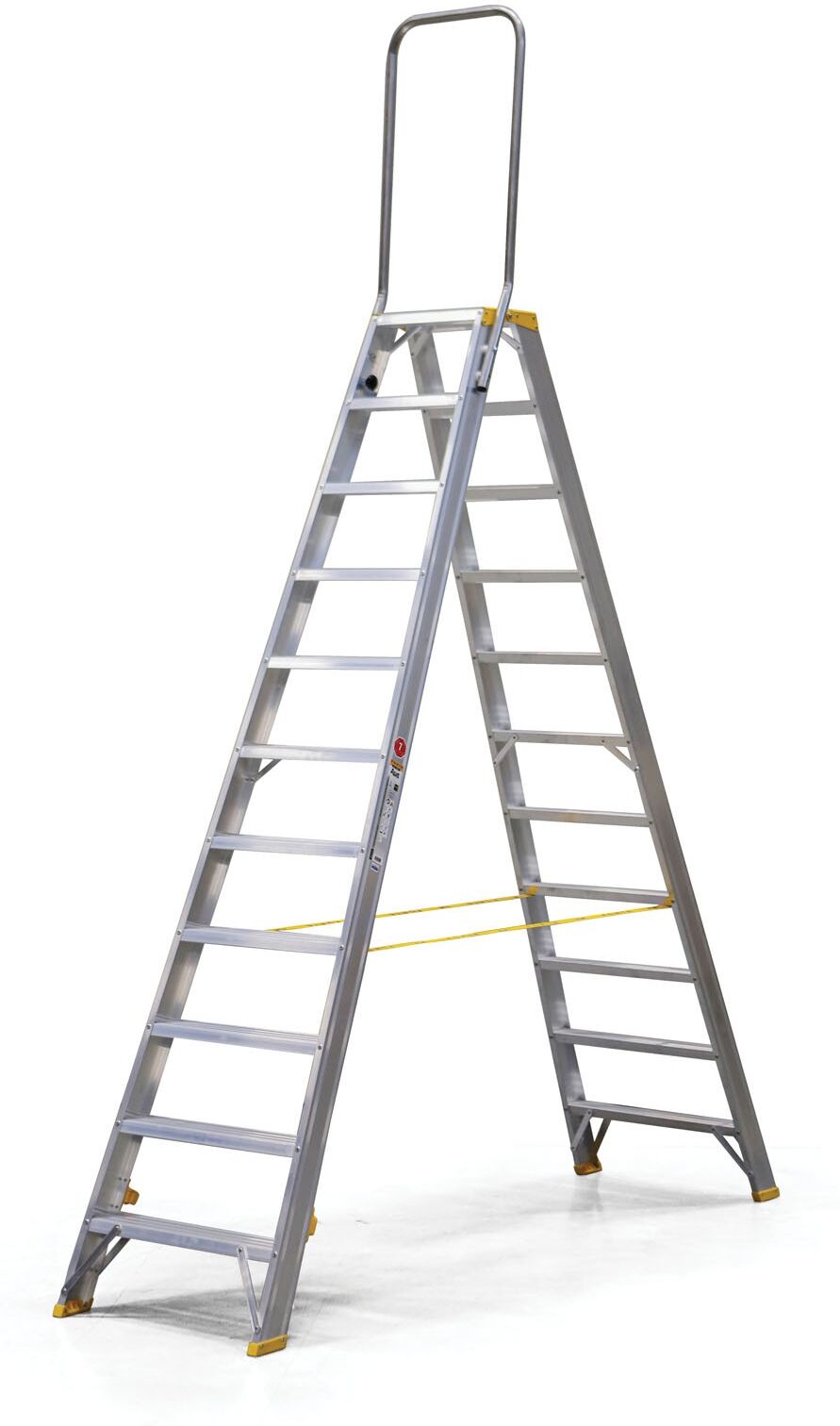B2B Partner Podestleiter beidseitig aus Aluminium ALVE FORTE mit Handgriff, 2x11 Stufen, Höhe 2,34 m