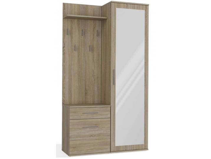 Penderie d’entrée avec armoire et miroir, chêne sonoma, 100 cm