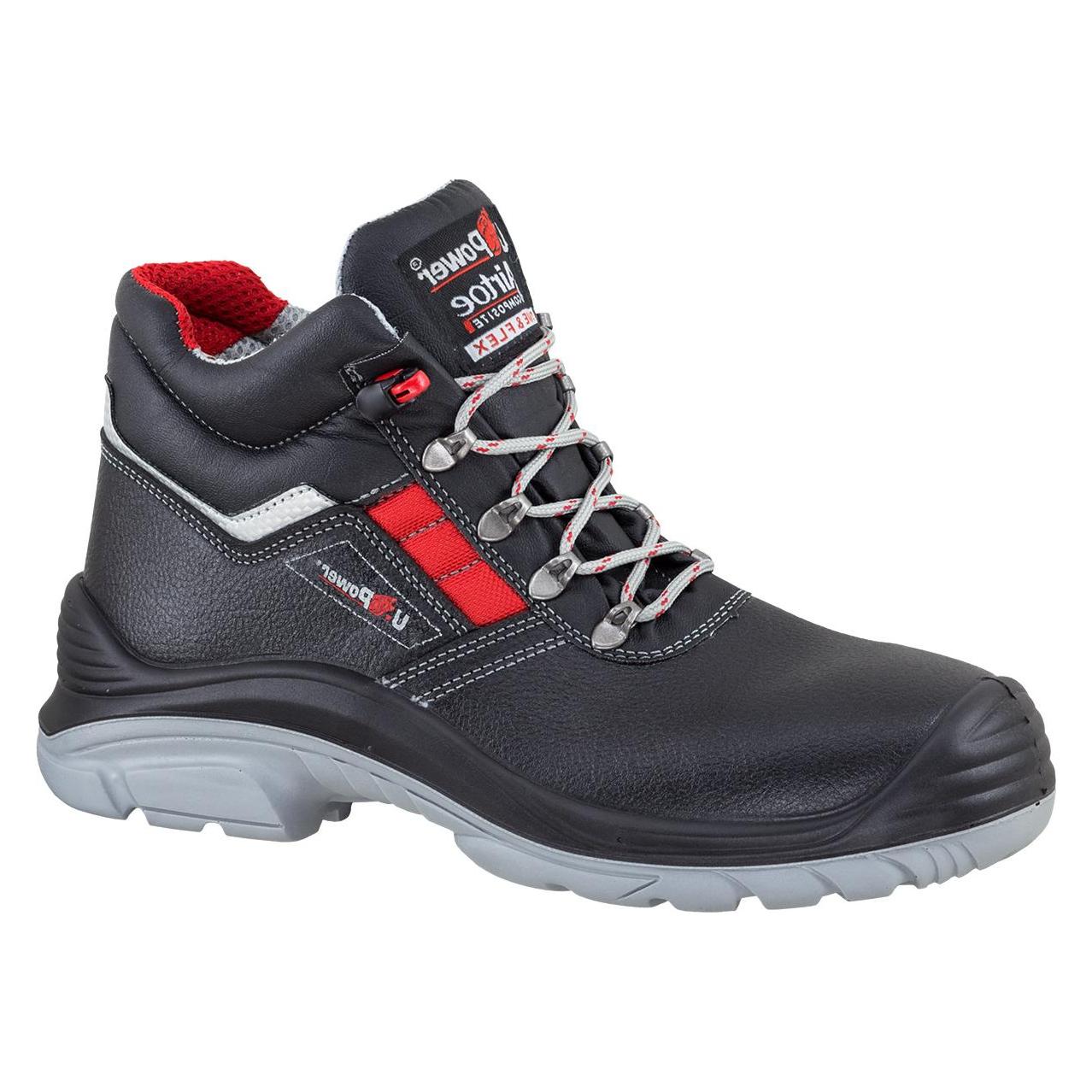 U-Power Sicherheitsstiefel Devastate Grösse 44 schwarz/rot S3 SRC RS EN ISO 20345 vollnarbiges Leder (S3, 44) (UA1032444)