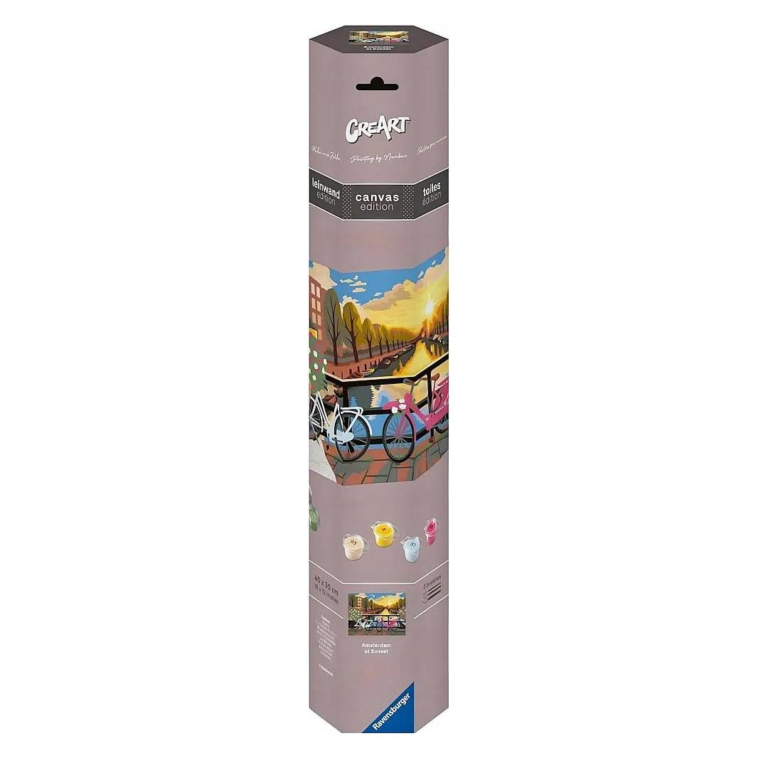 Ravensburger CreArt, Malen nach Zahlen Canvas Leinwand - Amsterdam zum Sonnenuntergang (12023209)