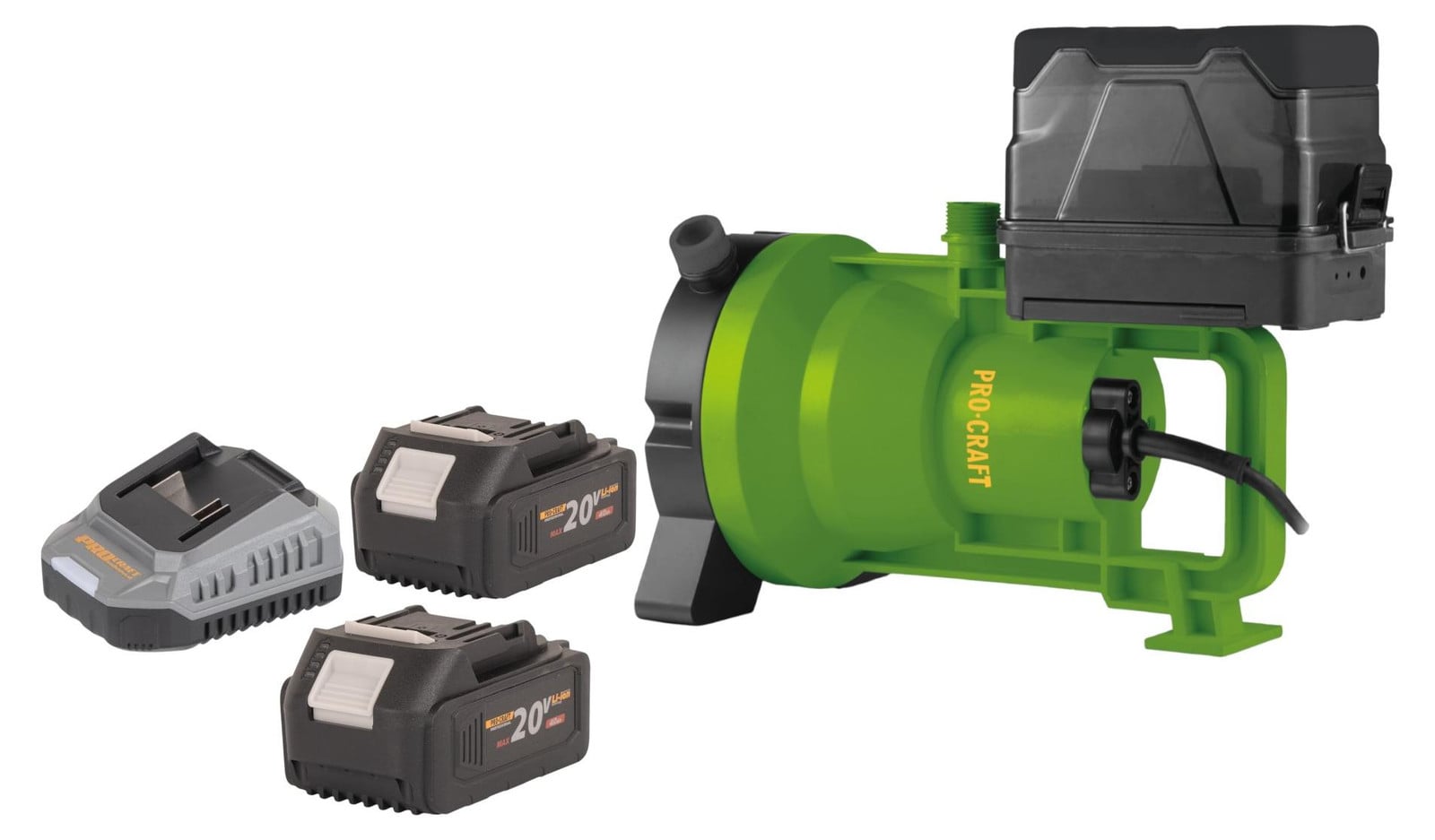 Procraft CPN21bb accu dompelpomp 20 V met 2x 4,0 Ah accu en oplader, 3200 l/u