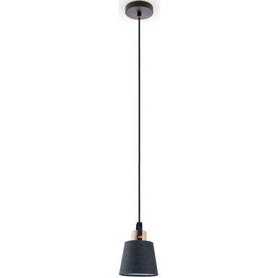 PACO HOME Pendelleuchte "MARTA", schwarz (schwarz grau), Ø 15cm H: 21cm, Leuchten, Wohnzimmer Esszimmer Industrial Design E27 Stoffschirm 1,5m Kabel, Pendelleuchte