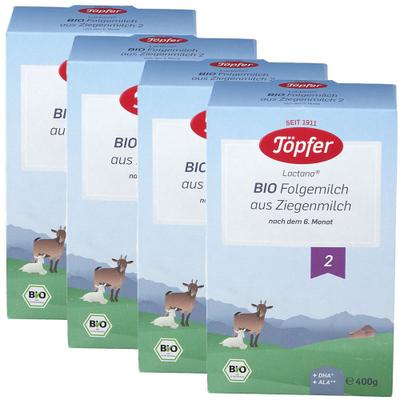 4x Töpfer Bio Folgemilch auf Ziegenmilchbasis 2 4x400 g Pulver