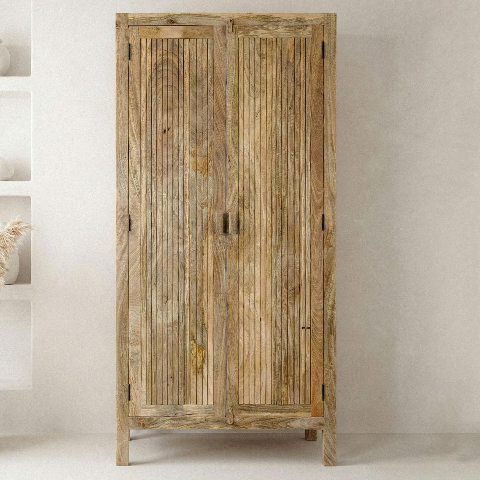 Schrank Mango Massivholz 187cm Massivholzschrank Kleiderschrank Mehrzweckschrank