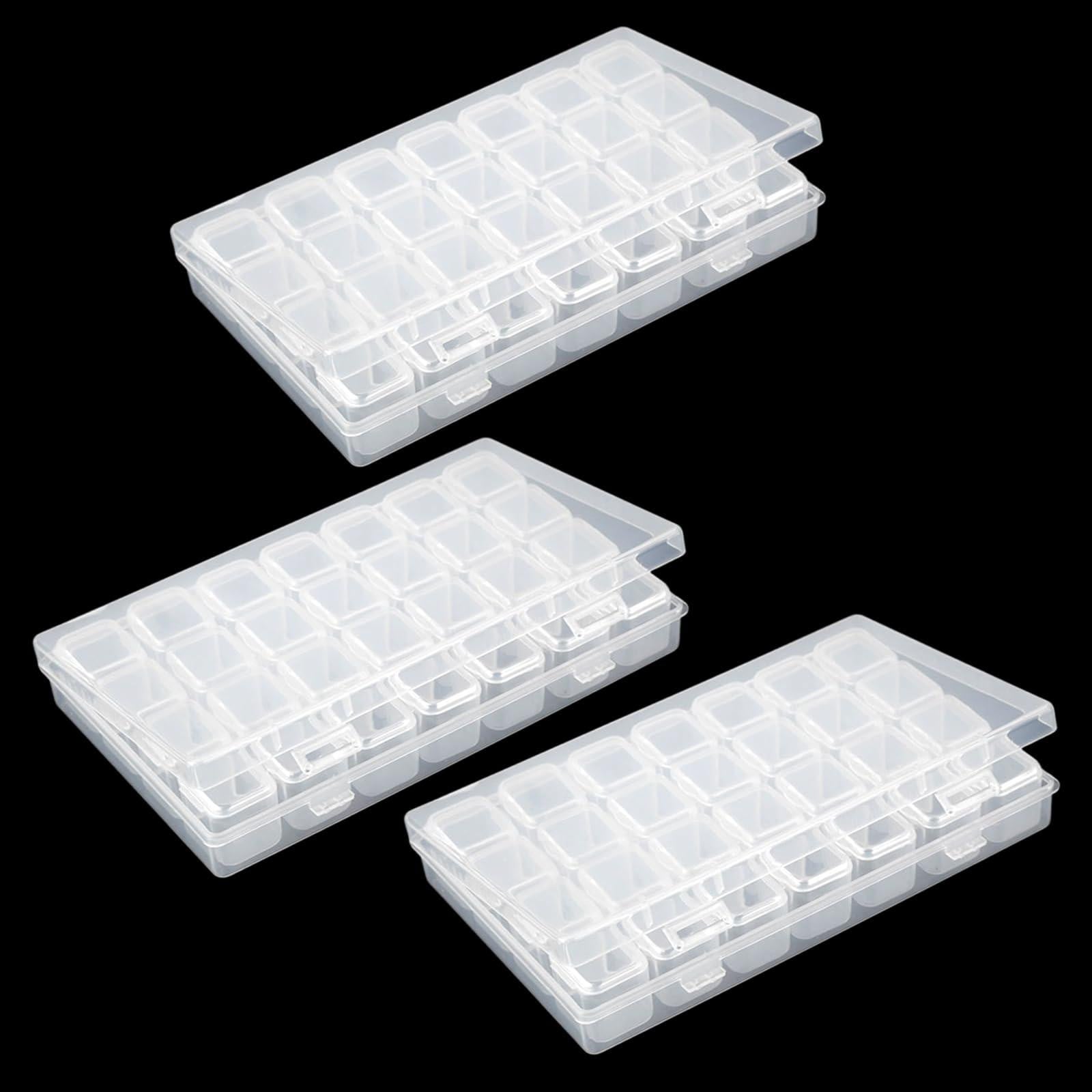 Dripio Sorteerbox met deksel, set van 3, transparant plastic, 28 vakken voor kralen en accessoires