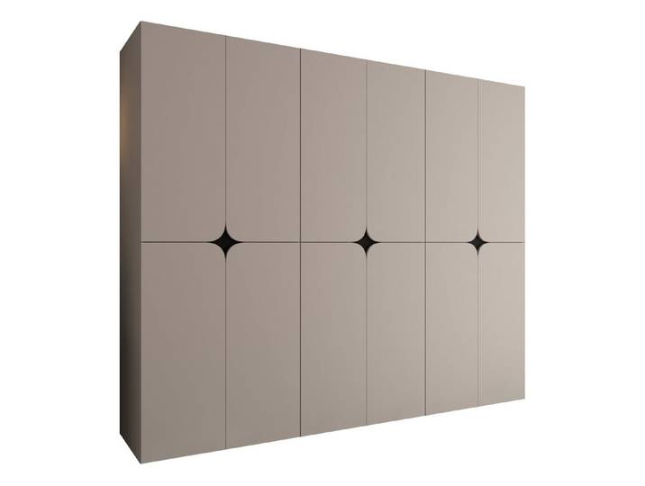 MIRJAN24 Kleiderschrank Espresso 240 (mit zwölf Drehtüren) sechs Kleiderstangen, Griffloses Öffnen