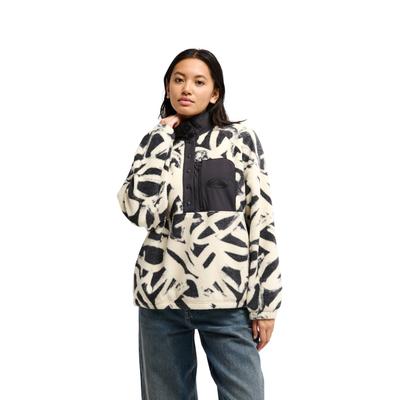Fleecepullover QUIKSILVER "Renek Polar", Damen, Gr. XL, schwarz-weiß (bone weiß spraycan renek), Obermaterial: 100% Polyester., Pullover Fleecepullover