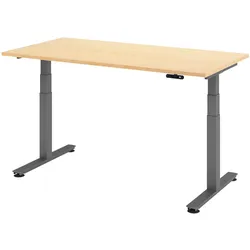 bümö elektrisch höhenverstellbarer Schreibtisch 160x80 cm in Ahorn, Gestell in graphit - Stehschreibtisch höhenverstellbar mit Memory-Steuerung,