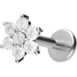 Titan Labret mit Innengewinde KRISTALLBLUME