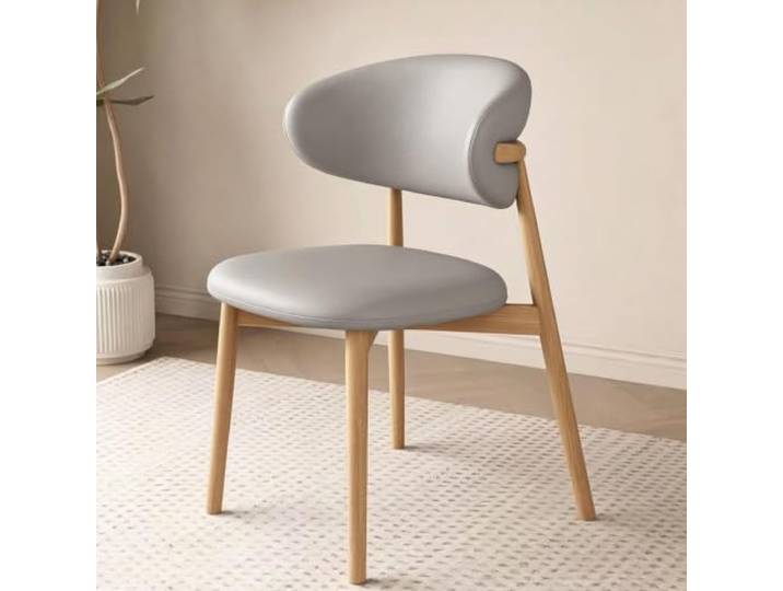 FCZVWPR Esszimmerstühle Aus Massivem Holz, Gepolsterter Küchenbeistellstuhl Armloser Esszimmerstuhl Aus Der Mitte Des Jahrhunderts, For Esszimmer Und Wohnzimmer(Light grey)